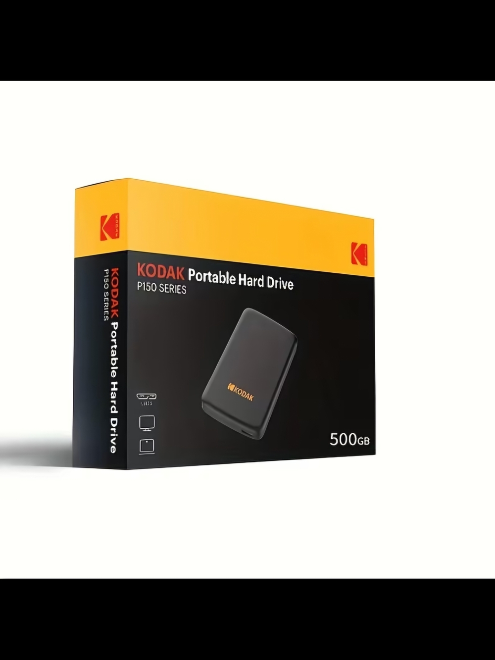 Kodak Portable Hard Drive  500 GB- Black and Yellow Box